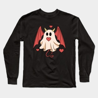 Evil Ghost Retro Valentines Day Long Sleeve T-Shirt